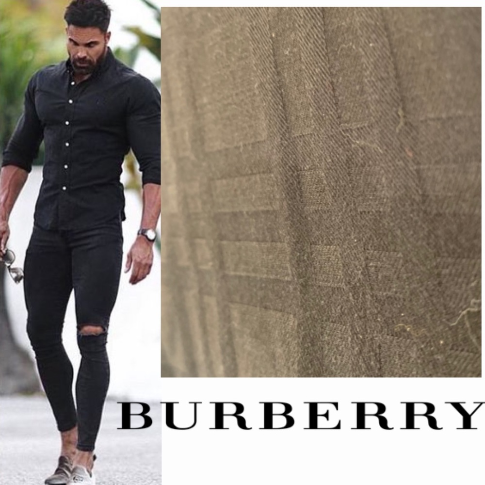 Burberry Texture Plaid Long Sleeve Shirt Small 100% cotton w tone on tone plaid